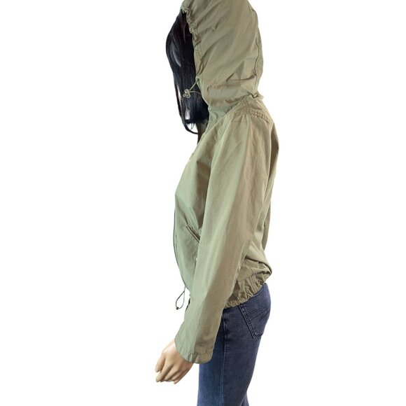 J.Crew Womens Hooded Windbreaker Cropped Jacket Size XXS Olive Green - Picture 6 of 9